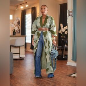 Green Camouflage Long Cardigan